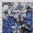 thumbnail image 4 of oneOone Cotton Poplin Medium Blue Fabric Florals Craft Projects Decor Fabric Printed By The Yard 56 Inch Wide, 4 of 4