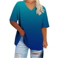 thumbnail image 1 of Liquidation d'Économies! Hauts Surdimensionnés pour Femmes en Liquidation, Hauts à Manches Courtes d'Été pour Femmes, Chemise de Base à Manches Courtes et Col en V Imprimée pour Femmes Grande Taille, 1 of 5