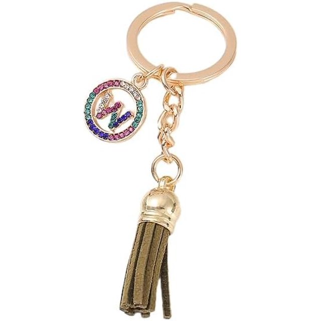 26 Letters A-Z Decorative Alphabet Initial Charm Keychain for Women Girls Men Teenager Gift