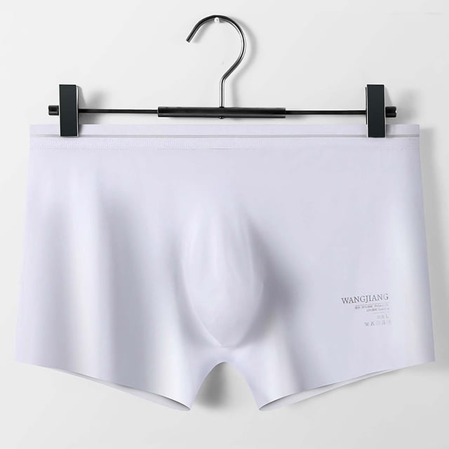 RXIRUCGD Mens Underwear Men's Solid Color Ice Silk Seamless One Piece Boxer Briefs
