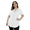 thumbnail image 3 of FOLUNSI Women's Plus Size Summer Tops Short Sleeve Lace Pleated Blouses Tunic Tops M-4XL, 3 of 6