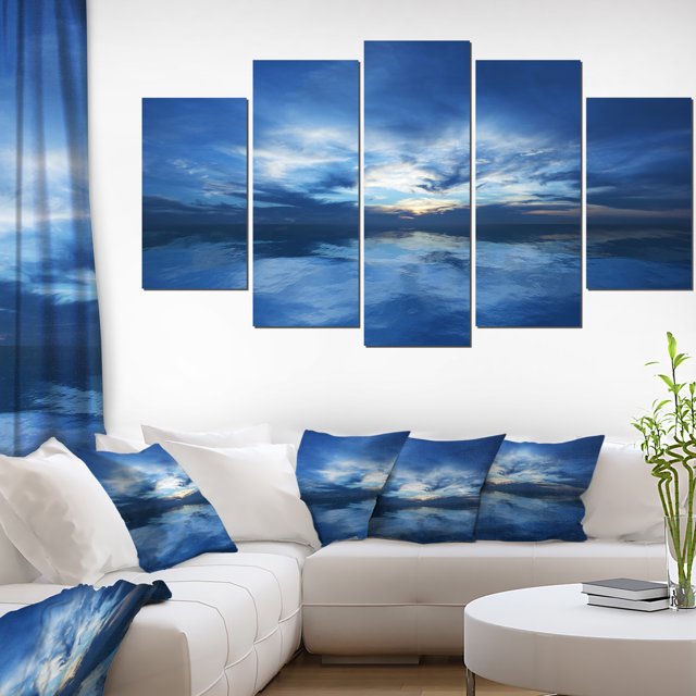 Blue Waters and Blue Sky Sunset - Uvre d'Art Moderne sur Toile