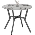 thumbnail image 1 of HOMCOM Dining Table Round Kitchen Table w/ Steel Frame, Grey, 1 of 10