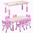 thumbnail image 2 of Ensemble Table pour Enfants et 6 Chaises, Bureau et Chaise pour Tout-Petits à Hauteur Réglable, Table Multi-Activités pour Enfants avec Plateau Anti-Graffiti pour 2 à 10 Ans, Max 300 Lb Ensemble Table pour Enfants et 6 Chaises, Hauteur Réglable T, 2 of 7