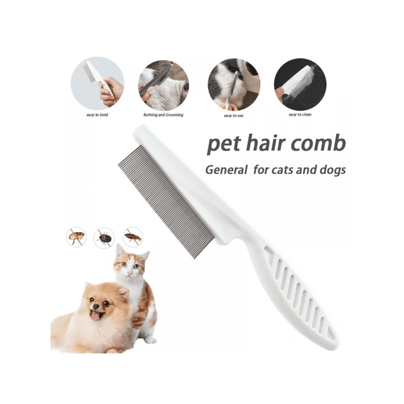 1pc Peigne à Puces Blanc pour Animaux de Compagnie pour Chiens et Chats, Outil de Toilettage pour Animaux de Compagnie, Taille S / L