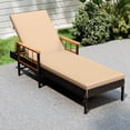 thumbnail image 1 of Costway 1PCS Patio Rattan Chaise Lounge Outdoor Reclining Lounger Chair with Wood Armrests Mix Brown,Beige, 1 of 9