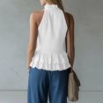 thumbnail image 4 of Uootdi Women's Tops Halter Neck Sleeveless Ruffle Trim Tops Party Occasion Lightweight Flowy Cut Comfortable Silhouette Tops Gift, 4 of 6