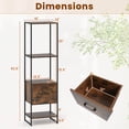thumbnail image 3 of Costway 2 PCS 5-Tier Bookshelf with 4 Open Shelves Storage Drawer Book Storage Organizer Brown, 3 of 10