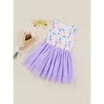 thumbnail image 3 of Xingqing Toddler Baby Girl Easter Sundress Rabbit Floral Print Sleeveless Tulle Patchwork Dress Summer Clothes, 3 of 7