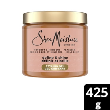 SheaMoisture Gel Coiffant Définit et Brille Noix de Coco et Hibiscus + Huile de Lin, 425 g
