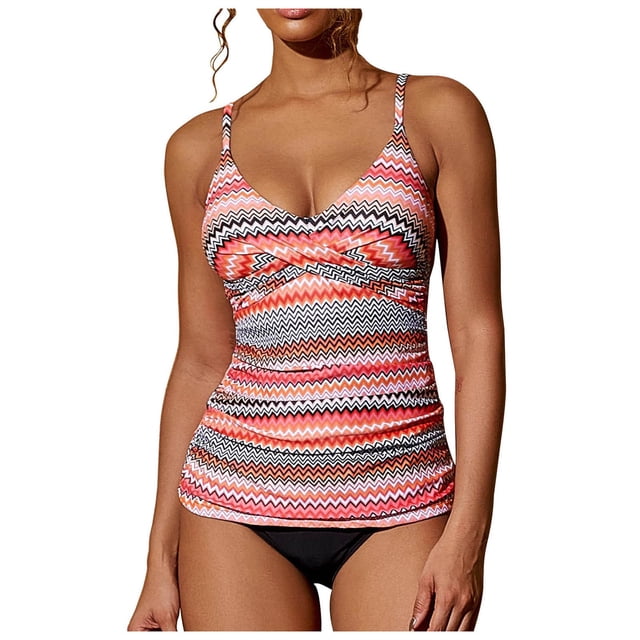 Kcodviy Tankini Swimsuits for Women Sporty Swimsuits for Women with Shorts V Neck Bathing Suits Plus Size Bathing Suits for Women Shorts Front Ruched Two Piece Bathing Suit Set with Shorts Swimwear
