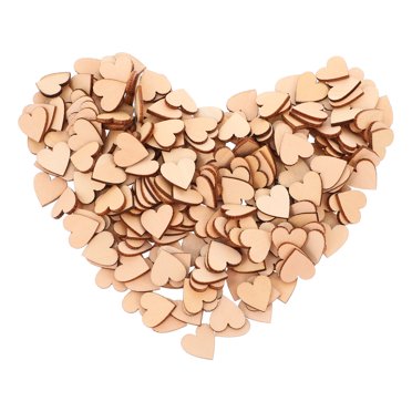 GOOHOCHY 300 mini corazones de madera recortados para proyectos de bricolaje, decoraciones rústicas para bodas, manualidades, rodajas de madera sin terminar para etiquetas de fiesta de San Valentín.