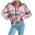 thumbnail image 2 of Qertyioot Mode Hiver Femmes Veste Décontractée Imprimée Manches Longues Hauts Manteau à Carreaux, 2 of 8