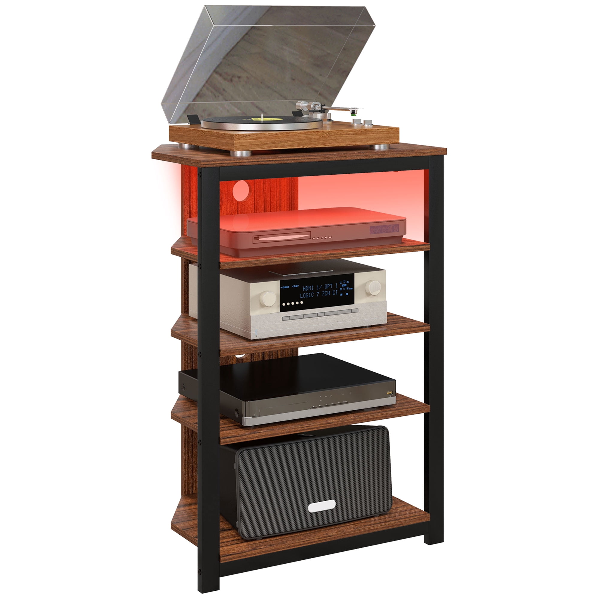 HOMCOM Corner TV Stand with 4-Tier Storage Shelves for TVs up to 29"