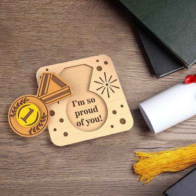 3D Wooden Graduation Card Set Cut Class Of 2025 Keepsake With Decor Plaque & Box For (Natural Birch Plywood)