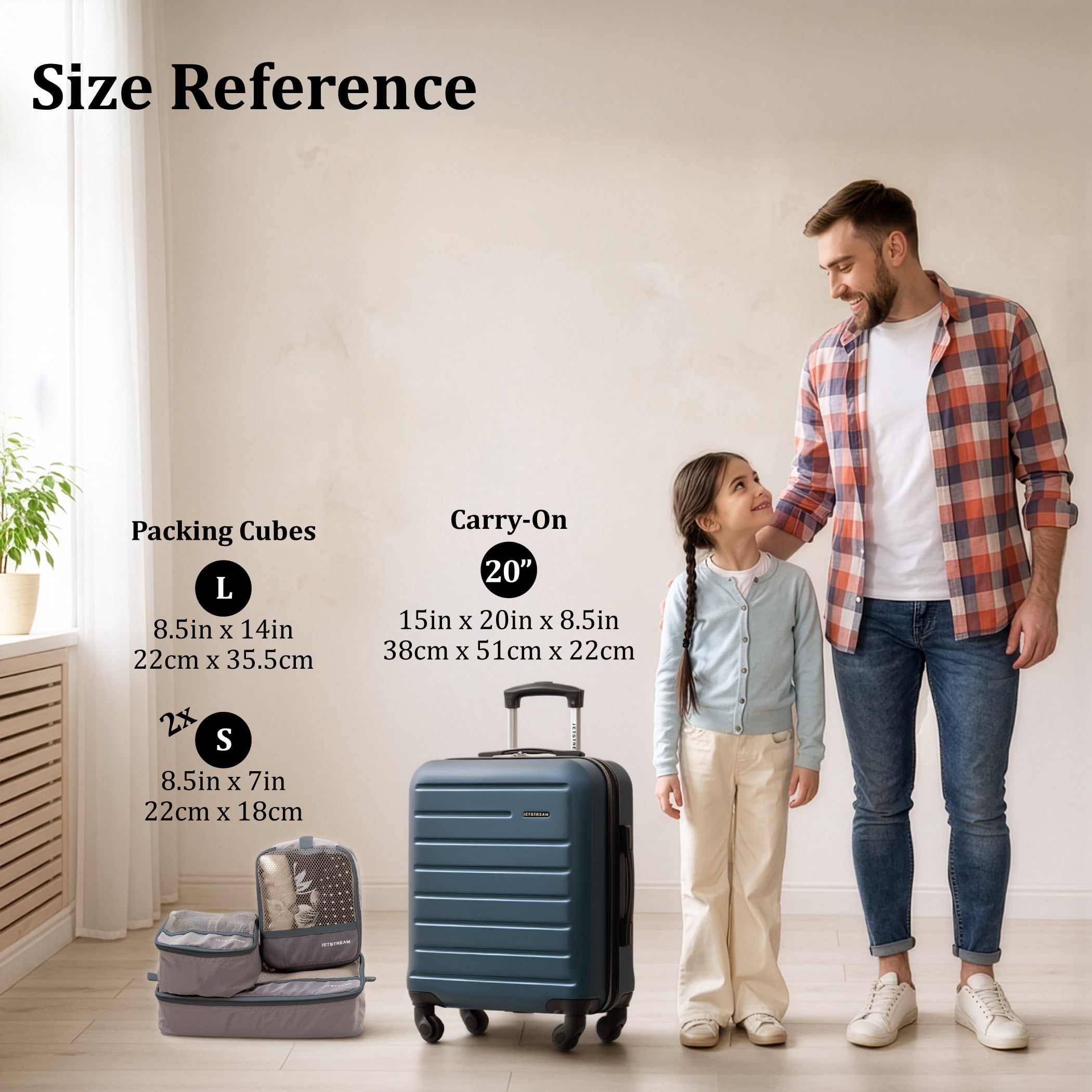 JetStream® Ensemble de Bagages Rigides à Main de 4 pièces: Valise Cabine à Roulettes de 20 po et 3 Cubes de Rangement