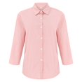 thumbnail image 4 of Kcodviy Women Spring and Summer Tops for Women Simple Solid Color Lapel Cotton Button Up Shirts for Women Three Quarter Sleeve Buttons Layering Shirts for Women Cardigan Cotton and Tops Blouse, 4 of 8