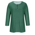thumbnail image 4 of Yuyuzo Womens 3/4 Sleeve Tops Basic Button Crew Neck Solid Color Loose Fitted Tunics Tee Blouses, 4 of 5