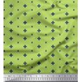 thumbnail image 1 of Soimoi Green Poly Georgette Fabric Geometric Plus Sign & Jamdani Print Fabric by Yard 52 Inch Wide, 1 of 1