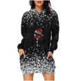 thumbnail image 2 of Jsaierl Robe à Capuche de Noël pour Femmes à Manches Longues, Tunique à Capuche à Imprimé Verre de Noël, Chandail de Noël, Robe de Fête avec Poches, 2 of 4
