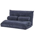 thumbnail image 1 of Benzara BM261467 Adjustable Foldable Leisure Futon Sofa with Tufting, Dark Blue, 1 of 1