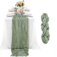 thumbnail image 1 of Matoen12 Cheese Cloth Table Runner 35 x 157 Inches Gauze Table Runner Boho Rustic Decorations for Wedding Decor Reception Bridal Shower Holiday Party, Green, 1 of 8