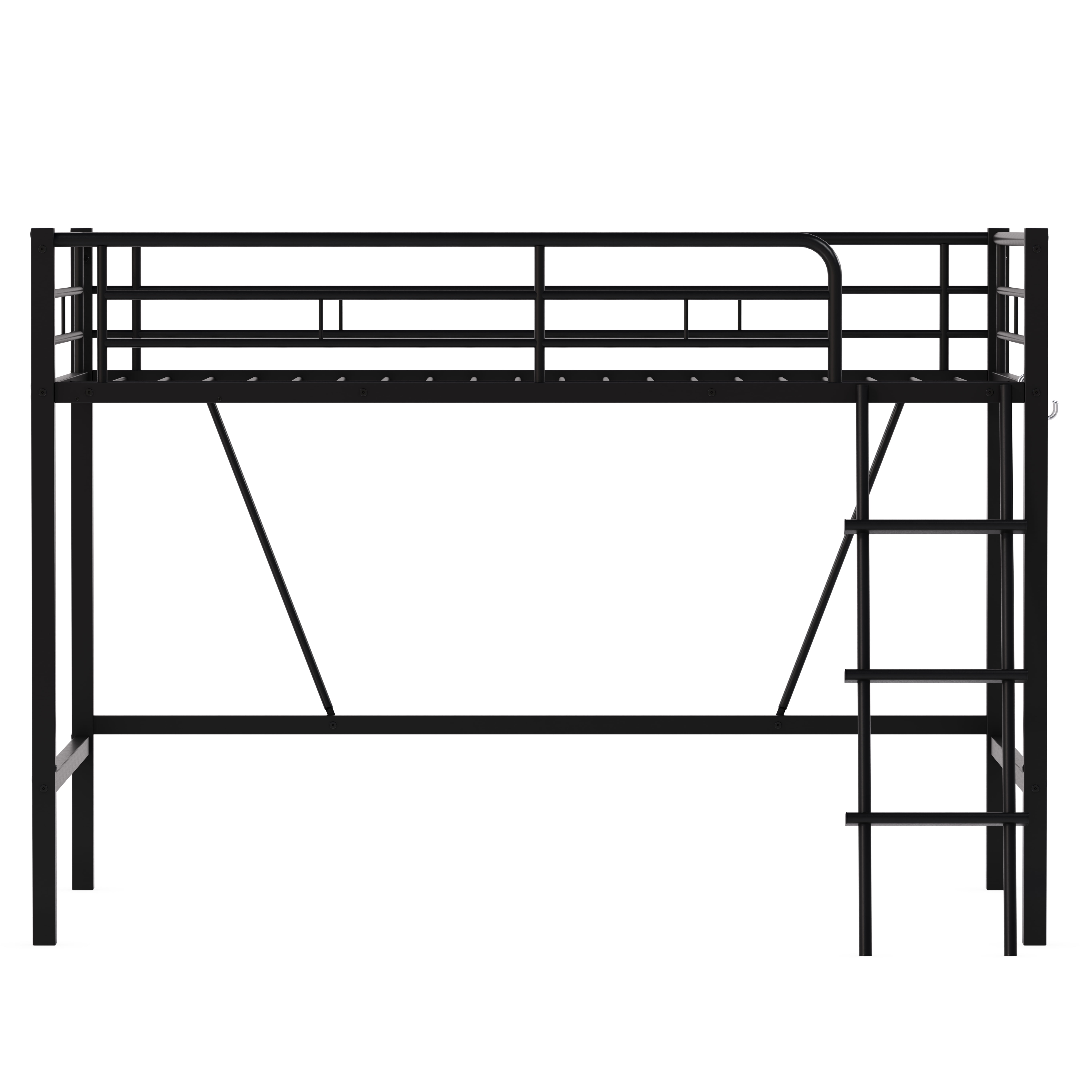 Noble House Metal Twin Loft Bed Frame,Heavy Duty Steel with Removable Ladder & Full Guardrail,Under-Bed Space No Box Spring,Black