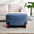 thumbnail image 3 of Ottoman Rond avec Rangement, Ottoman Capitonné Rembourré, Table Basse pour Salon Chambre 31,89 Pouces x 17,91 Pouces Bleu, 3 of 11