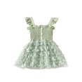 thumbnail image 1 of Faithtur Toddler Girl Summer Dress, Sleeveless Button Front 3D Butterfly Solid Color A-line Dress, 1 of 9