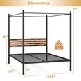thumbnail image 3 of Gymax Queen Size 4-Post Canopy Bed Frame Rustproof Metal Noise-free with Foot Pads, 3 of 10