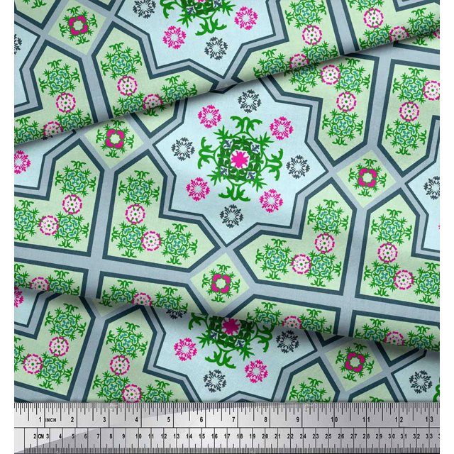 Soimoi Poly Georgette Fabric Floral & Damask Patchwork Decor Fabric Printed Yard 42 Inch Wide