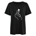 thumbnail image 4 of Hauts d'Été pour Femmes 2023 Mode pour Femmes Imprimé Love Col Rond Ample T-shirt à Manches Courtes Haut Blouse Chandail, 4 of 5