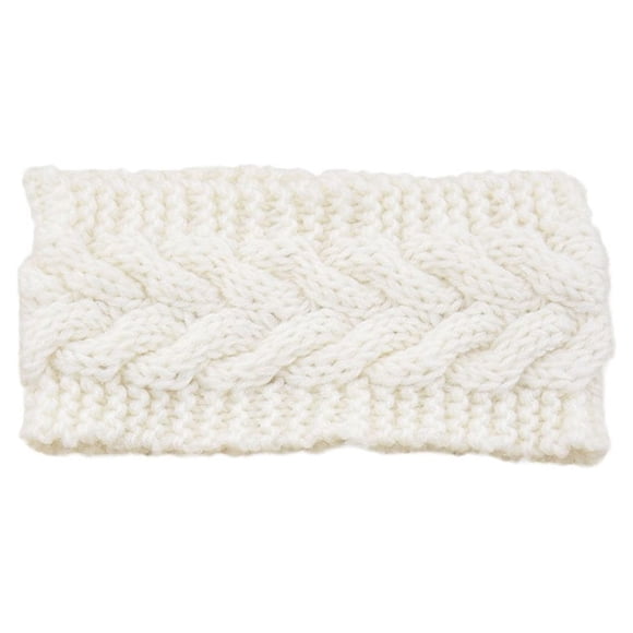Headband Elastic Head Protector with Buttons Adjustable Hairbands Warm Ladies Ear Muffs Hair Styling Accessories Gifts for Women Milky White