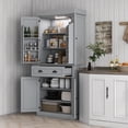 thumbnail image 2 of HOMCOM 71" Kitchen Pantry Cabinet with Spice Racks and LED Lights, Grey, 2 of 10