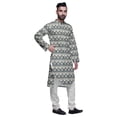 thumbnail image 2 of Atasi Button Down Asymmetric Printed Long Sleeve Rayon Kurta Pyjama Set, 2 of 4