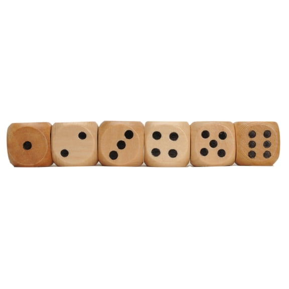 WE Games Wooden Dice - Set of 6 - Solid Natural Wood