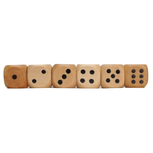WE Games Wooden Dice - Set of 6 - Solid Natural Wood