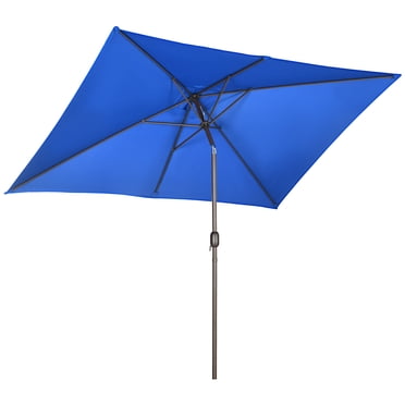 Outsunny 6.5x10ft Patio Umbrella, Rectangle Market Umbrella, Dark Blue