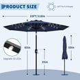 thumbnail image 3 of Gaderth 10FT Patio Umbrella With Solar Lights,Solar Led Patio Umbrella,Outdoor Market Umbrella,Table Umbrella With Tilt Crank,LED Lights,8 Ribs For Garden Pool Deck Backyard Beach,Without Base, 3 of 7