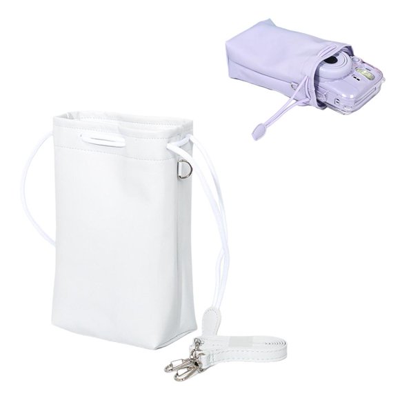 PU Leather Drawstring Pouch Bag for Instant Cameras, Compact Camera Storage Organizer, Travel Accessory, Gift for Photographers