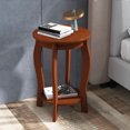 thumbnail image 2 of Gymax 2-Tier Round End Table Narrow Sofa Side Nightstand w/ Storage Shelf & Wood Legs, 2 of 9