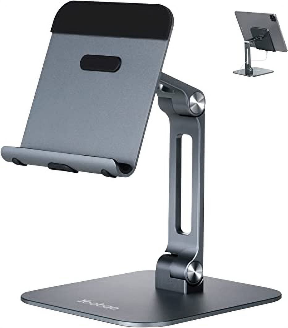 Tablet Stand Holder, 180° Foldable Adjustable iPad Stand, Aluminum Desktop Stand for Desk/ Meeting, Fit for iPad Pro, Portable Monitor & More (4-13" )-Gray-1 Pack