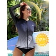 thumbnail image 3 of Rash Guard Shirt for Women Zip Front Long Sleeve Sun Protection Swimwear Tops, 3 of 6