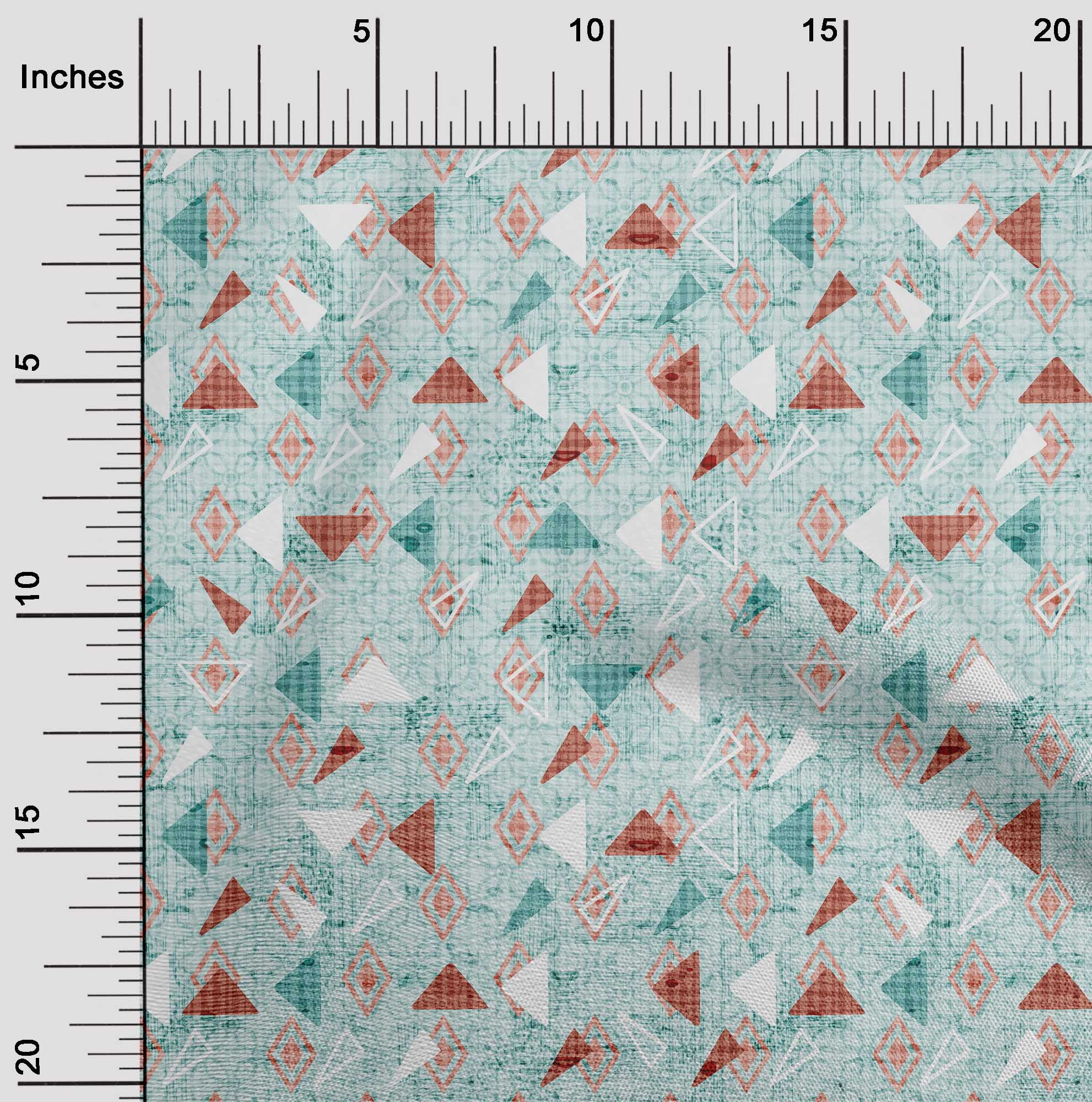 oneOone Coton Popeline Sergé Bleu Ciel Tissu Texture & Triangle Géométrique Robe Matériel Tissu Imprimé Tissu par les Verges 56 Pouces de Large