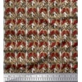thumbnail image 1 of Soimoi Polyester Crepe Fabric Leaves & Floral Block Printed Fabric 1 Yard 42 Inch Wide, 1 of 3