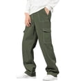 thumbnail image 1 of ShomPort Full Length Pants for Mens Elastic Waistband Full Length Straight Patchwork Chinos Comfy Basic Pants with Multi-Pockets, 1 of 8