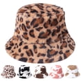 thumbnail image 2 of Chapeau de Pêcheur Hiver Léopard Impression Épaisse Coupe-Vent Sangle Fixe Résistant au Froid Couleur Plate Haut Correspondant Réglable Dame Chapeau d'Extérieur, 2 of 10