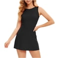thumbnail image 1 of AherBiu Ensemble d'Entraînement 2 Pcs pour Femmes, Robes Mini Extensibles Sans Manches, Shorts de Yoga avec Poches, 1 of 5
