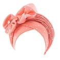 thumbnail image 2 of Fashion Women Beading Braid Hat Muslim Ruffle Cancer Wrap Cap Sleep Caps Satin Lined Hair Bonnets, 2 of 2