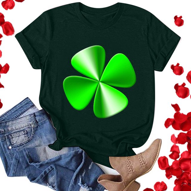 T-Shirt de la Saint-Patrick pour Femmes Mode Saint-Patrick Imprimé Col Rond Manches Courtes T-Shirt Décontracté Haut T-Shirts de la Saint-Patrick pour Femmes